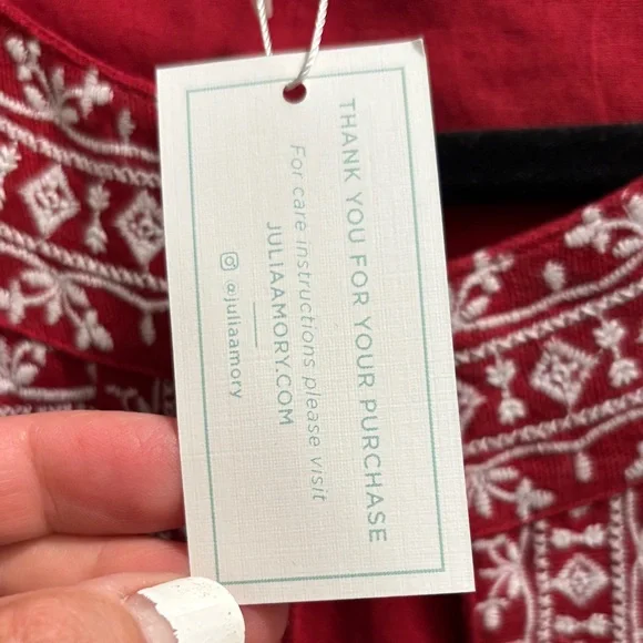 Julia Amory Red Jacket with White Embroidery - Picture 8 of 13